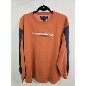 American Eagle AE77 Performance Long Sleeve Waffle Knit Shirt Men's Large Orange